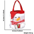 Detail der gestrickten Schneemann-Geschenktüte, Maße 43,5x24,5cm mit Schal-Struktur - Weihnachts-Einkaufstasche / Schneemann mit Hut Stil