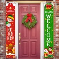 Kerstdeurbanners set met Merry Christmas tekst en vrolijke feestelijke figuren - Ho Ho Ho Welkomstgroet Stijl
