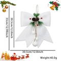 Fiocco natalizio bianco glitterato con pigne e bacche per decorare l'albero - Bianco