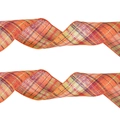 6,3cm orangefarbenes Karomuster Kunstleinen-Weihnachtsband mit festlichem Wellendesign - 2M*6.3CM / Kürbis Karomuster