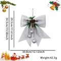 Fiocco per albero di Natale glitter argento con pigne e bacche, decorazione da 34,5cm - Argento