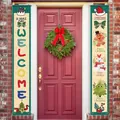 Kerstbanners met notenkraker en ijsbeer voor feestelijke voordeur decoratie - Groene Welkomst Feestdagen Banners