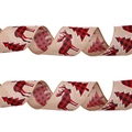 Burlap Christmas ribbon with red buffalo plaid reindeer and forest tree patterns - 2m Reindeer Ribbon