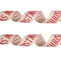 Beige Christmas ribbon with red Merry Christmas print in a spiral decorative style - 2m CHRISTMAS Ribbon