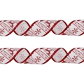 2-meter Christmas faux linen ribbon with festive red reindeer and snowflake patterns - White Fabric Red Edge