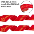 Détail du ruban rouge de Noël avec imprimé doré et bords dentelés élégants - Rouge (6CM Largeur x 10M)