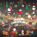 Christmas static window decals set with Santa, reindeer and snowflakes for festive decor - HYC-62-91