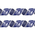 Nastro natalizio blu scuro 2M con stampe di fiocchi e renne per decorazioni festive - Blu con Bordo Argentato