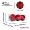 Specifiche dettagliate sulle dimensioni per set da 3 palline di Natale rosse con paillettes - Palla di Natale Rossa