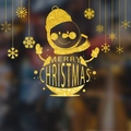Sticker de Noël doré pailleté en forme de bonhomme de neige avec texte Merry Christmas - Style Bonhomme De Neige Et Flocons Suspendus (WQSD20-CT-019)