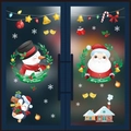 Christmas static window decals set with Santa, snowman and penguins for festive decor - Blue Glass Door Christmas Elements Style (HYC-46)