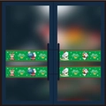 Christmas window decals with Santa Claus and Reindeer cartoon designs on glass background - Green Cartoon Waistline Style (HYC-49)