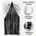 Set di tende a frange per Halloween in bianco e nero per decorazione murale di feste - Tenda in Lamina Bianca e Nera