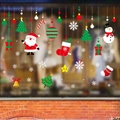 Christmas window decals set with Santa, reindeer, and snowflakes for holiday glass decor - Santa Snowman Red Brick Wall Style (HYC-62)