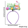 Purple Easter chick and rabbit headband with festive Hello art and colorful eggs - Hello Bunny Egg Style