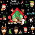 Cartoon Christmas window stickers featuring gingerbread house reindeer and snowmen motifs - Cartoon Gingerbread House Festive Set Style (HYC-93)