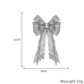 Silver glitter Christmas tree topper bow decoration, 41cm height and 24cm width - Silver Bowknot