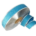 Blue glitter Christmas ribbon with silver wire edges for gift wrapping decoration - 100 Yards (5cm) / Sky Blue