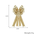 Large double-layered gold glitter Christmas bow ornament with ribbons, dimensions 41x24cm - Gold Bowknot