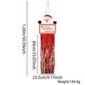 Insegna natalizia con Babbo Natale e lunghe nappe rosse metallizzate, decoro porta casa - Targa da Appendere Con Lustrini / Stile Babbo Natale che Abbraccia