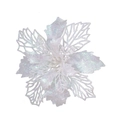 Sparkling white 16cm hollow poinsettia flower ornament with glitter for Christmas tree - 16cm White Hollow Christmas Flower