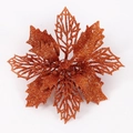 Glittery bronze hollow poinsettia flower for Christmas tree or festive wreath decoration - 16cm Bronze Hollow Christmas Flower