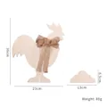 Detail showing dimensions of rooster wooden ornament with burlap bow and cloud base - Rooster Style