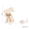 Detailed view of the 30cm wooden Easter bunny ornament with measurements and burlap bow - Rabbit Style