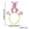 Diadema de orejas de conejo rosa con purpurina, patas blancas y marco amarillo - Conejo Envuelto Rosa
