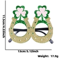 St. Patrick's Day party glasses featuring green glitter clover and gold horseshoe design - Shamrock Horseshoe Style