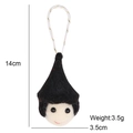 Felt Christmas gnome ornament with black pointed hat and hanging string, 14cm tall - Christmas Tree Pendant / Black