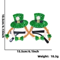 Green glitter St. Patrick's Day party glasses with clover hats and orange braids - Top Hat with Braids