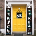 Three-piece Halloween door banners set with Trick or Treat text and spooky moonlit graphics - One Size / Dark Green 3-Piece Combination