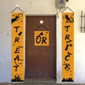 Three-piece Halloween door banner set with Trick or Treat orange and black silhouette design - One Size / Dark Orange 3-Piece Combination