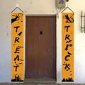 Detail of Halloween door banners featuring Trick or Treat text and festive pumpkin graphics - One Size / Dark Orange 2-Piece Combination