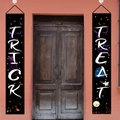 Striscioni per porta Halloween Trick or Treat verticali con gatto nero e illustrazioni - Taglia unica / Nero Set da 2 pezzi