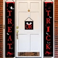 Detail of Trick or Treat Halloween door banners with bat and blood prints on white door - One Size / Black Bloody 3-Piece Combination