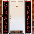 Detail of Trick or Treat Halloween door banners with blood splatter and bats design - One Size / Black Bloody 2-Piece Combination