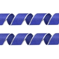 2-meter dark blue glitter Christmas ribbon with silver stitched edges for tree decor - 2 Meters / Blue