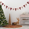 Merry Christmas Banner Wimpelkette mit rotem Karo und Jute für festliche Wanddekorationen - Merry Christmas Dreiecks-Banner
