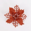 Flor de pascua naranja brillante con diseño hueco para decoración de árboles de Navidad - Bronce (10cm)