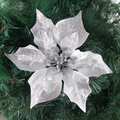 Einzelne glitzernde silberne Weihnachtsblume Dekoration für den Weihnachtsbaum - Silber Stil B