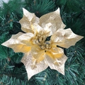 Funkelnde goldene künstliche Weihnachtsblume mit Glitzer für Weihnachtsbaum Deko - Gold Stil E (Geprägt)