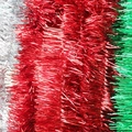 2-meter Christmas tinsel garland in shiny red, silver, and green metallic colors - Long Style / Red Stripes