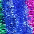 Vibrant 2m tinsel garland in blue, green and rose red with metallic gloss for party decor - Long Style / Blue Stripes