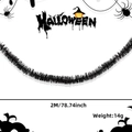Black Halloween tinsel garland 2M with bat and pumpkin head patterns for party decor - Long Style / Black Stripe