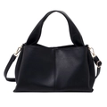 Borsa tote classica in similpelle nera con trama a litchi e dettagli dorati - Nero