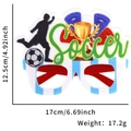 Soccer themed party glasses with athlete silhouette and trophy for sport events - Blue White Ball Shooting Trophy Style