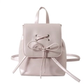 Mochila minimalista de cuero PU rosa claro con lazo decorativo y ojales metálicos - Rosa