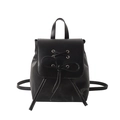 Mochila minimalista de cuero PU negro para mujer con ojales metálicos y lazo - Negro